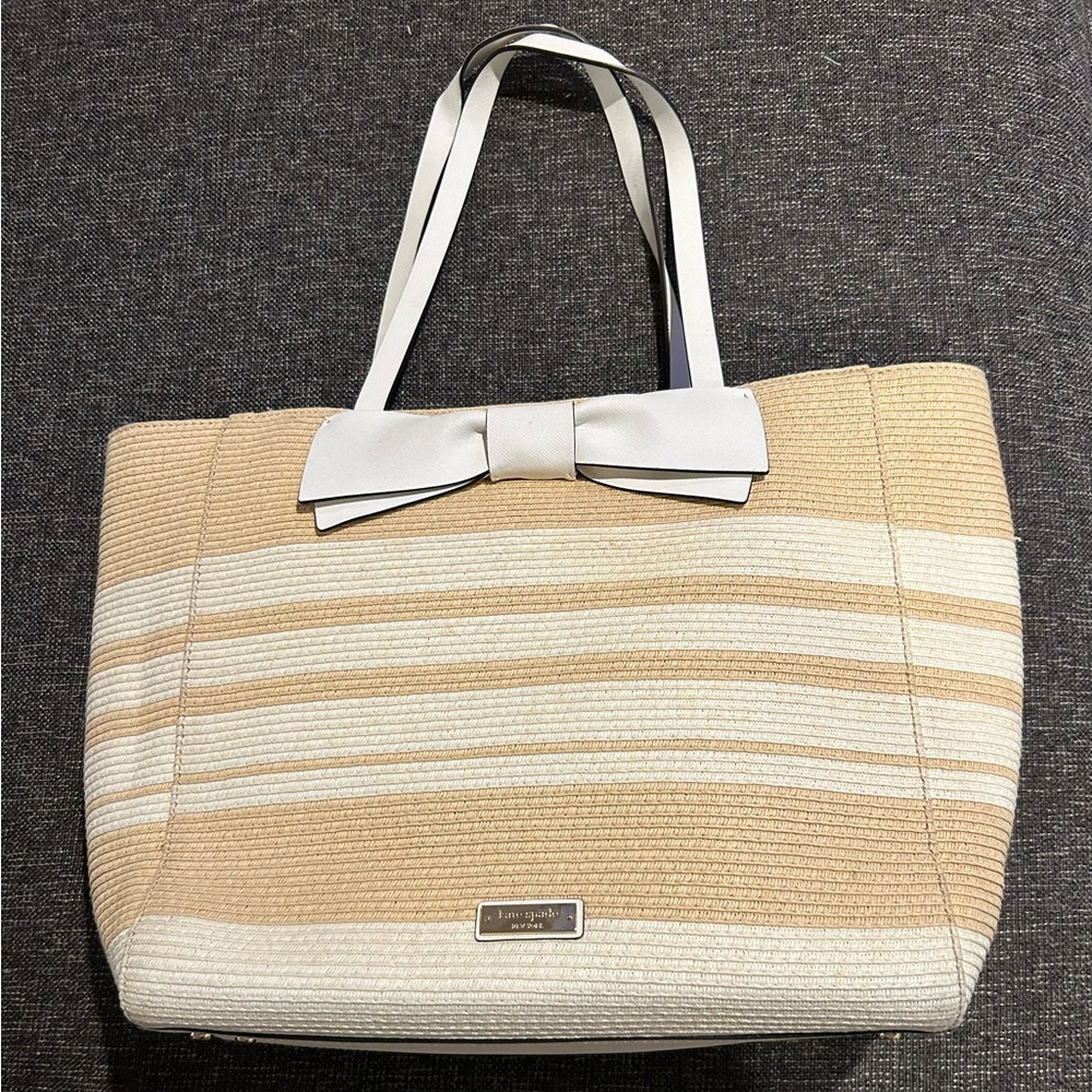 Kate Spade Tan and White Tote Bag